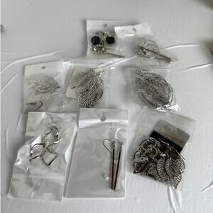 Jewelry Earrings New Fashion Pierced Silver Tone Leaf Design 8 Multi Packs